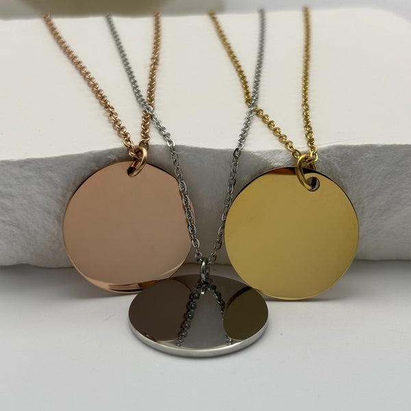Personalized 25mm Circle Pendant Necklace