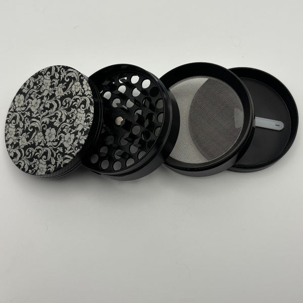 Floral Grinder Black Portable pattern #1