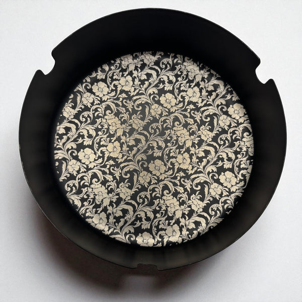 Floral Ash Tray Black Pattern #1
