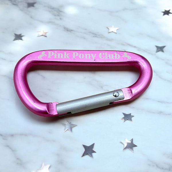 Pink Pony Club - Custom Engraved Carabiner Clip 3" Keychain